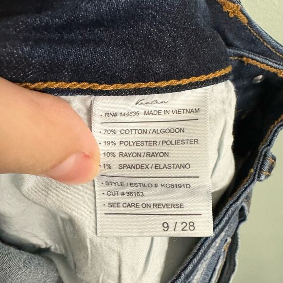 KANCAN Denim Jeans Womens 9/28 Leopard Patch Cuffed Mid Rise Ripped Skinny Blue - Picture 9 of 9